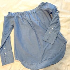 Off the shoulder structured pinstripe top